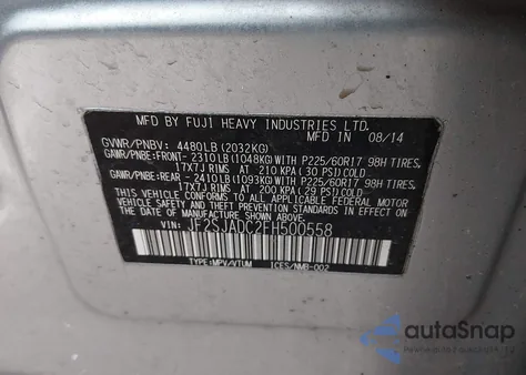 2015 Subaru Forester 2.5I Premium z USA, uszkodzony, nr VIN JF2SJADC2FH500558